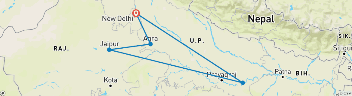 Image d'une carte montrant l'itinéraire du circuit