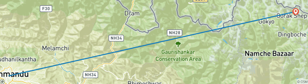 Karte mit der Reiseroute