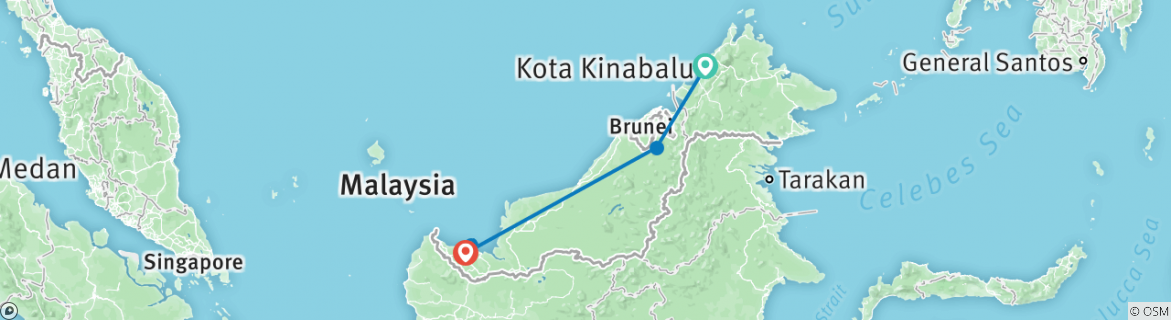 Karte mit der Reiseroute