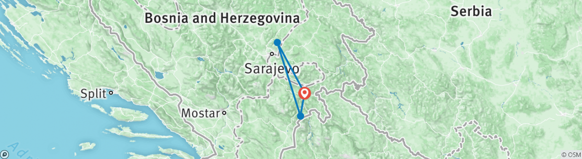 Karte mit der Reiseroute