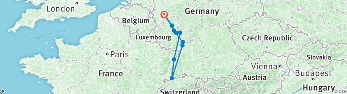 Karte mit der Reiseroute