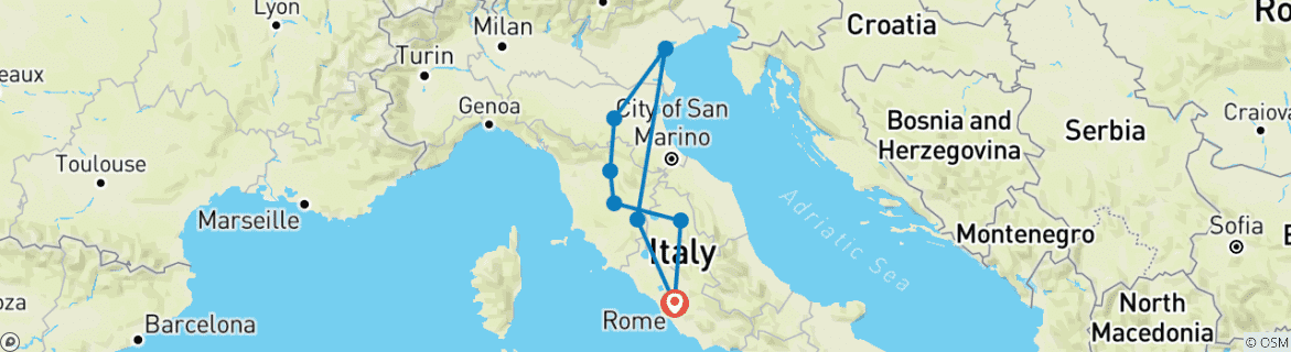 Foto van een kaart met de route van de rondreis