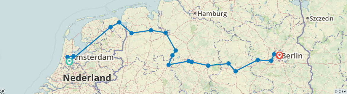 Foto van een kaart met de route van de rondreis