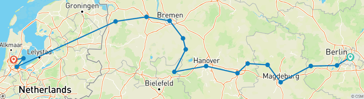 Image d'une carte montrant l'itinéraire du circuit