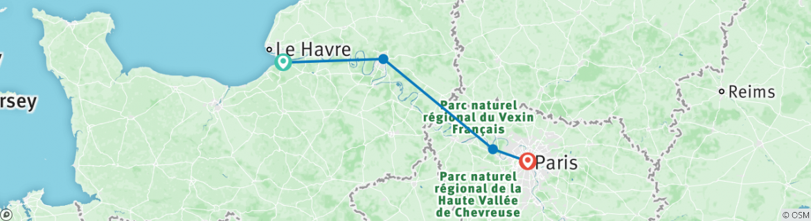 Karte mit der Reiseroute