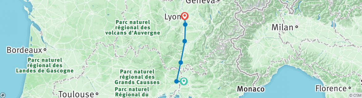 Karte mit der Reiseroute
