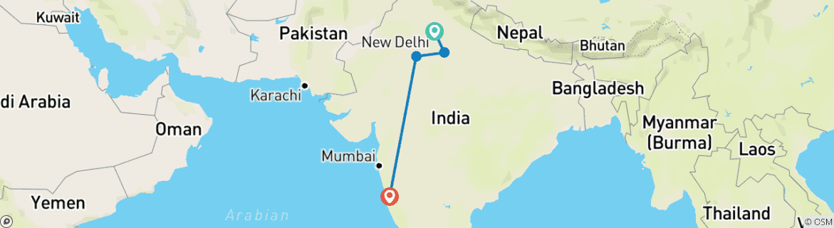 Image d'une carte montrant l'itinéraire du circuit