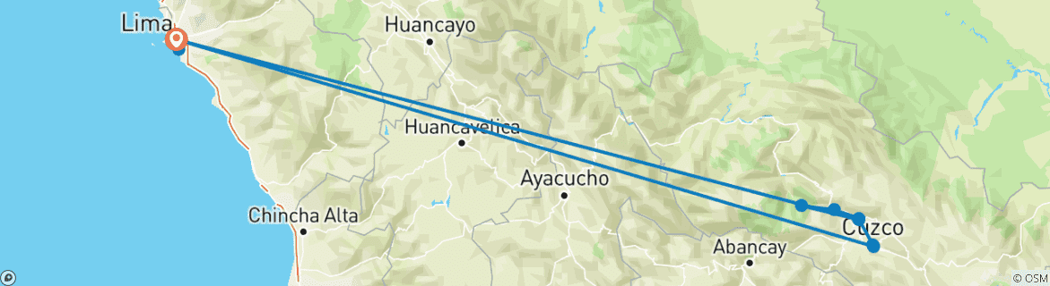 Image d'une carte montrant l'itinéraire du circuit