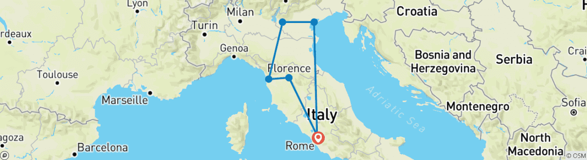 Carte du circuit Vacances en Italie