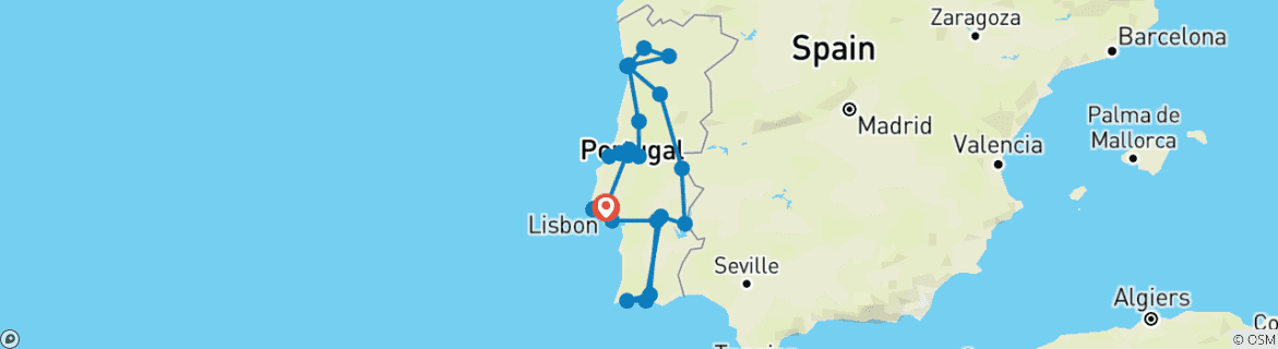 Image d'une carte montrant l'itinéraire du circuit