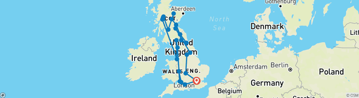 Image d'une carte montrant l'itinéraire du circuit