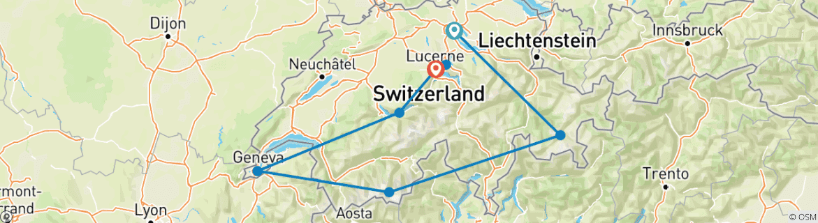 Image d'une carte montrant l'itinéraire du circuit