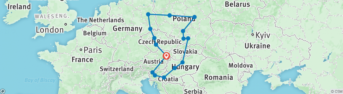 Karte mit der Reiseroute