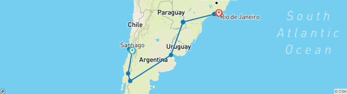 Mapa de Andes, Iguazú y más