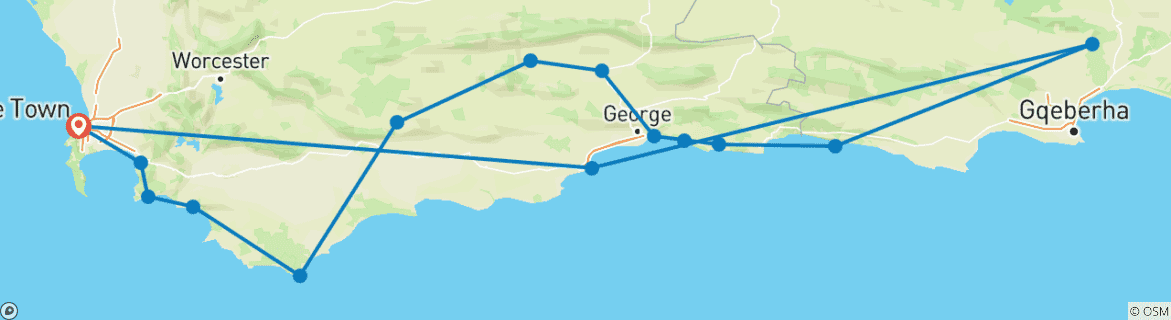 Image d'une carte montrant l'itinéraire du circuit