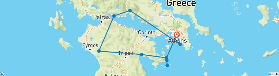 Image d'une carte montrant l'itinéraire du circuit