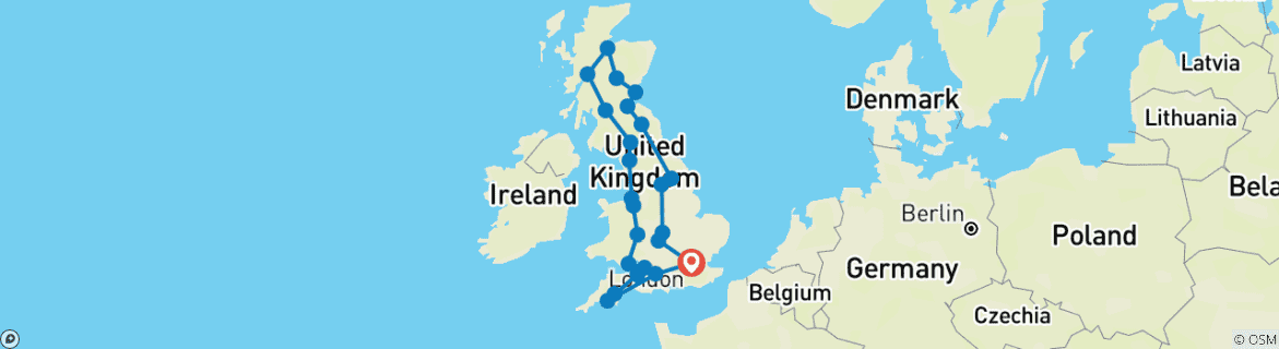 Image d'une carte montrant l'itinéraire du circuit