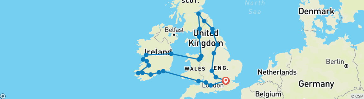 Image d'une carte montrant l'itinéraire du circuit