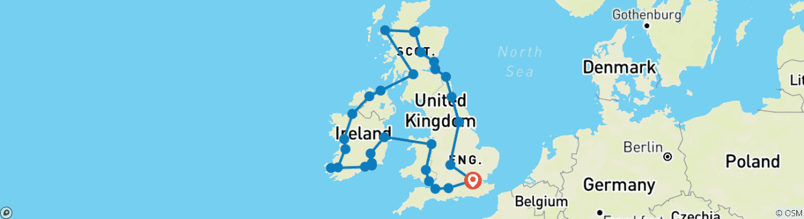 Image d'une carte montrant l'itinéraire du circuit