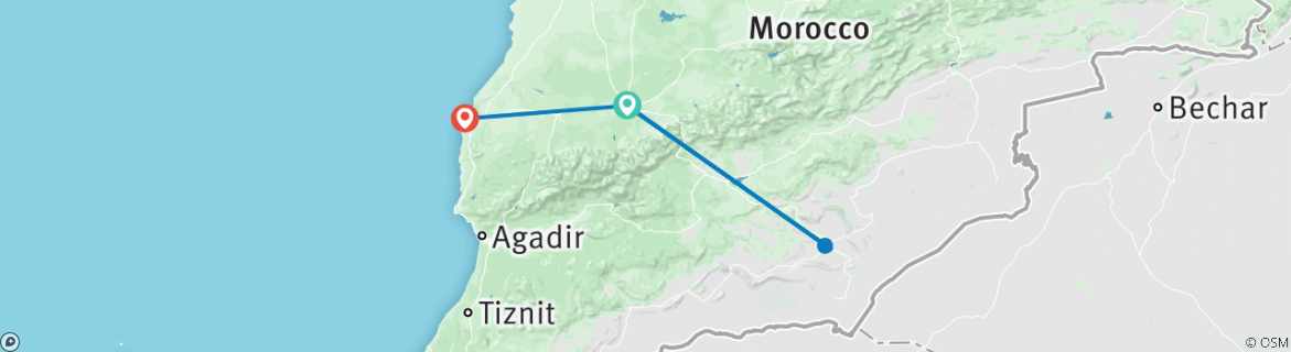 Karte mit der Reiseroute