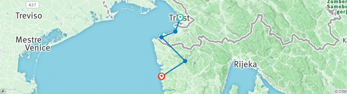 Karte mit der Reiseroute
