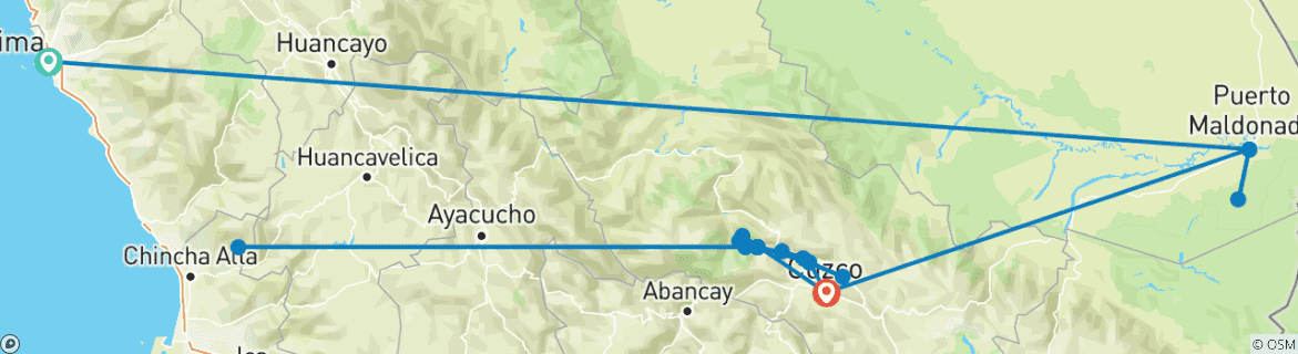 Carte du circuit Journeys : Machu Picchu et l'Amazonie National Geographic