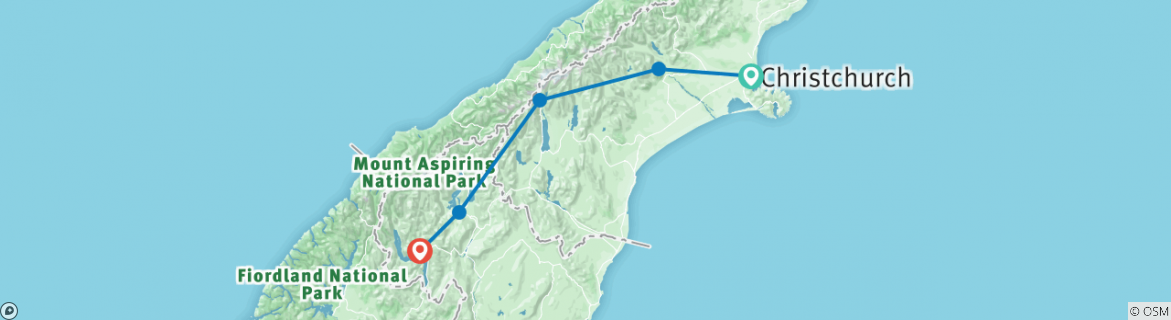 Karte mit der Reiseroute
