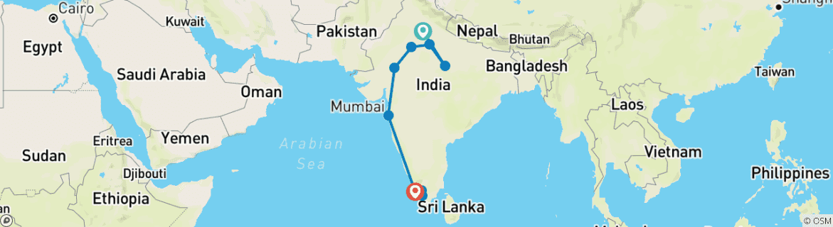 Foto van een kaart met de route van de rondreis