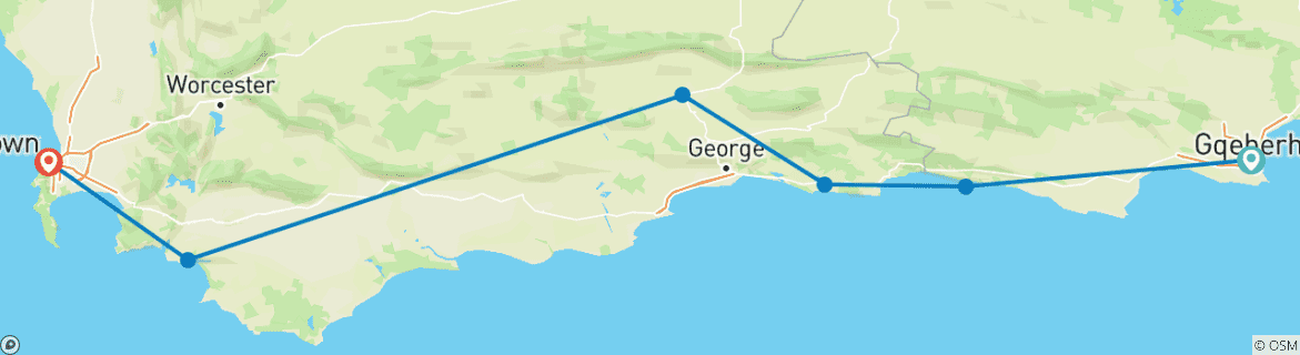 Image d'une carte montrant l'itinéraire du circuit