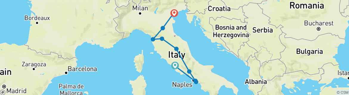 Image d'une carte montrant l'itinéraire du circuit