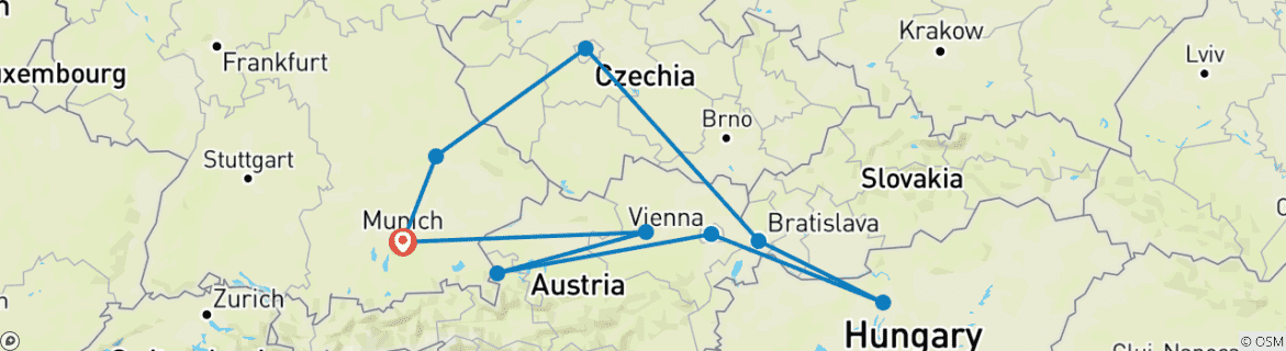 Image d'une carte montrant l'itinéraire du circuit