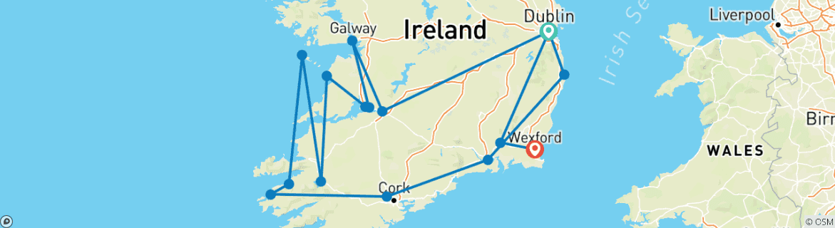 Image d'une carte montrant l'itinéraire du circuit