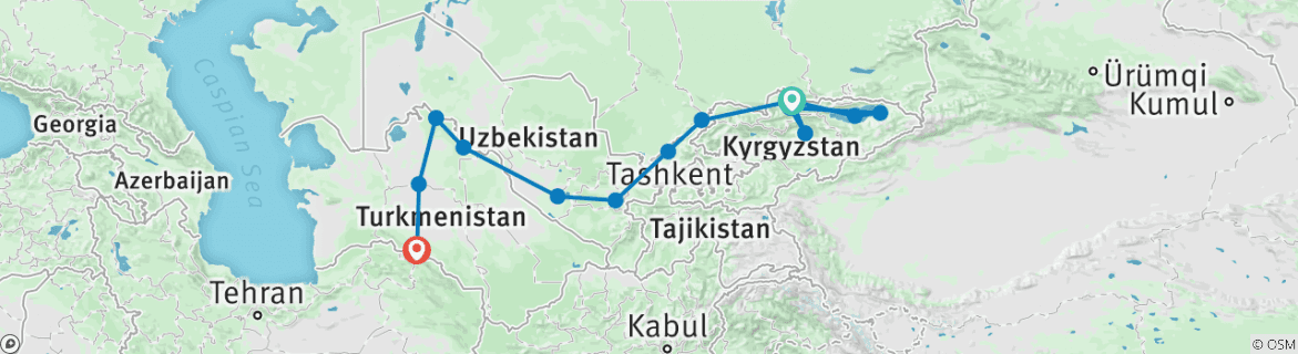 Karte mit der Reiseroute