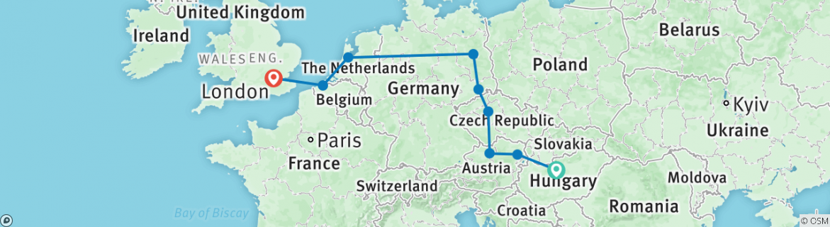 Karte mit der Reiseroute
