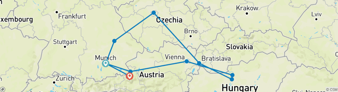 Image d'une carte montrant l'itinéraire du circuit
