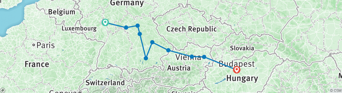 Karte mit der Reiseroute