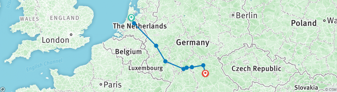 Karte mit der Reiseroute