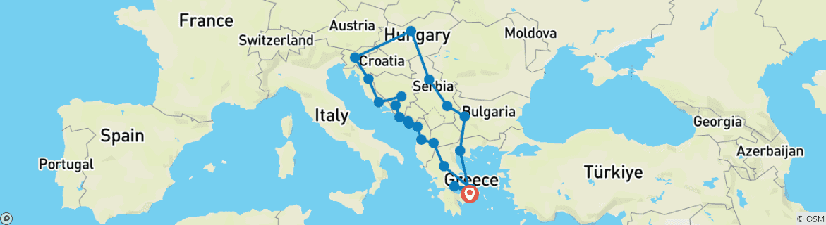 Karte mit der Reiseroute