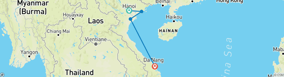 Image d'une carte montrant l'itinéraire du circuit