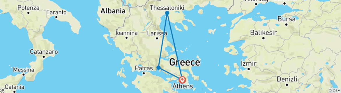 Foto van een kaart met de route van de rondreis