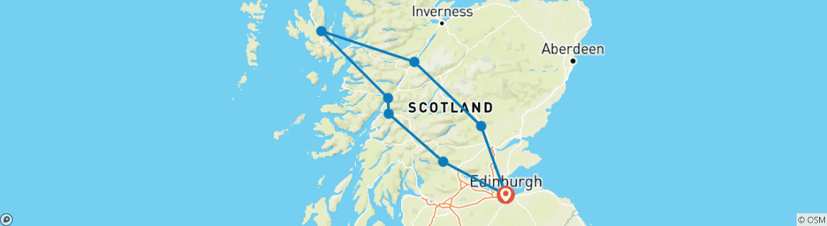 Image d'une carte montrant l'itinéraire du circuit