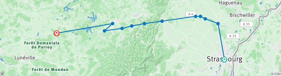 Karte mit der Reiseroute