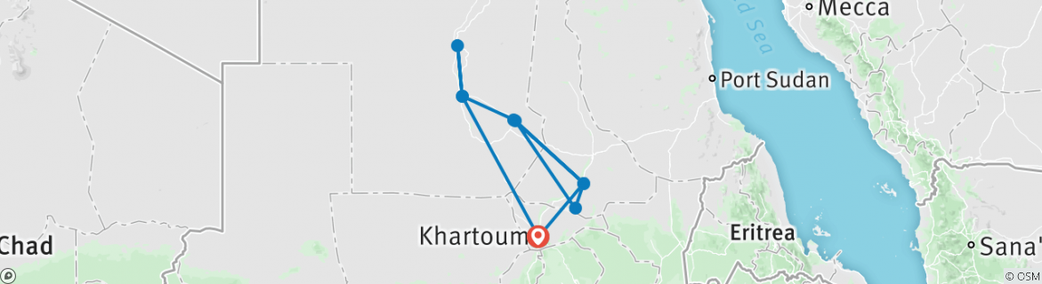 Karte mit der Reiseroute