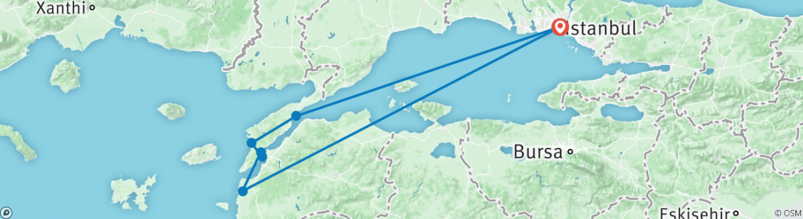Karte mit der Reiseroute