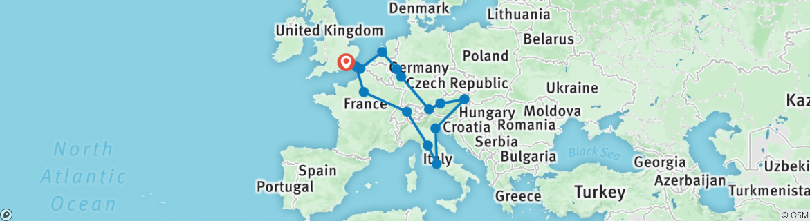 Karte mit der Reiseroute
