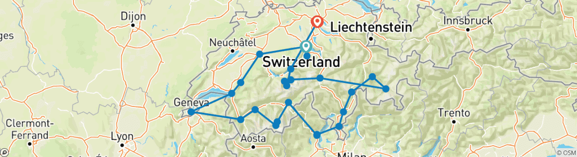 Image d'une carte montrant l'itinéraire du circuit