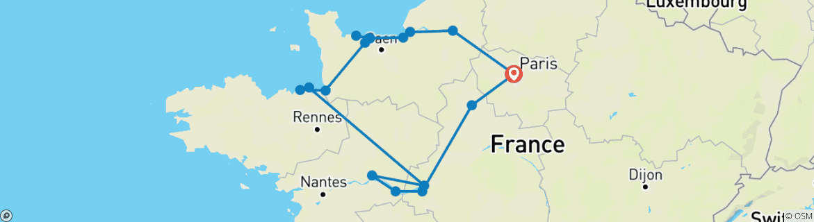 Image d'une carte montrant l'itinéraire du circuit
