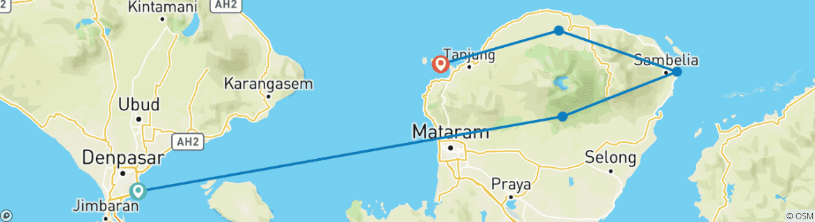 Image d'une carte montrant l'itinéraire du circuit