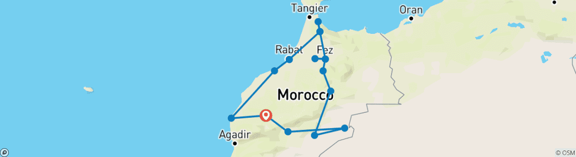 Image d'une carte montrant l'itinéraire du circuit