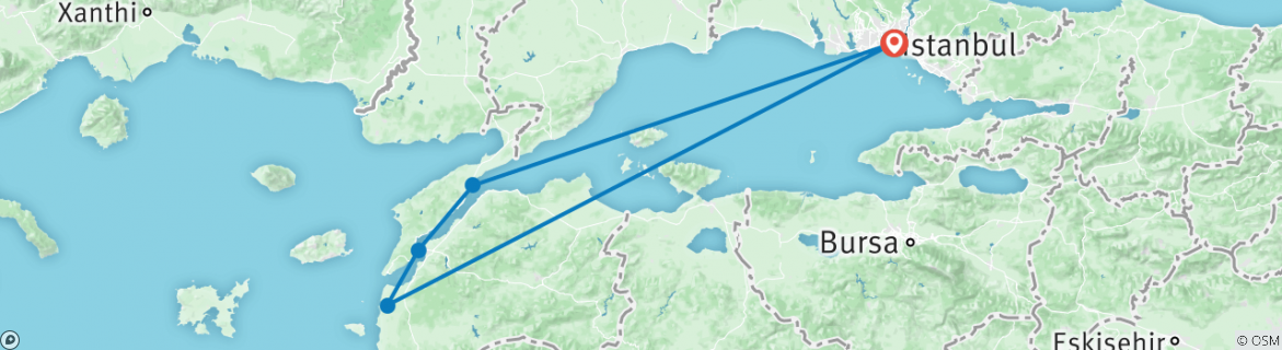 Karte mit der Reiseroute